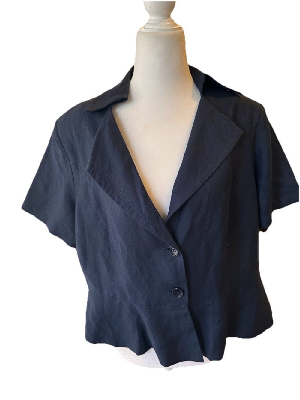 Vintage Lino U.S.A Lightweight Linen Med Fit & Flare Navy Blazer